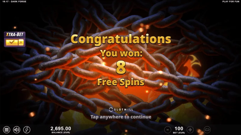 Dark Forge - nisja e Free Spins me tre simbole scatter